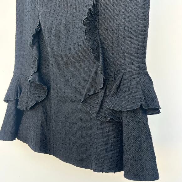 Carolina Herrera New York Tweed Boucle Black Designer Knee Length Skirt 12 - Picture 5 of 9